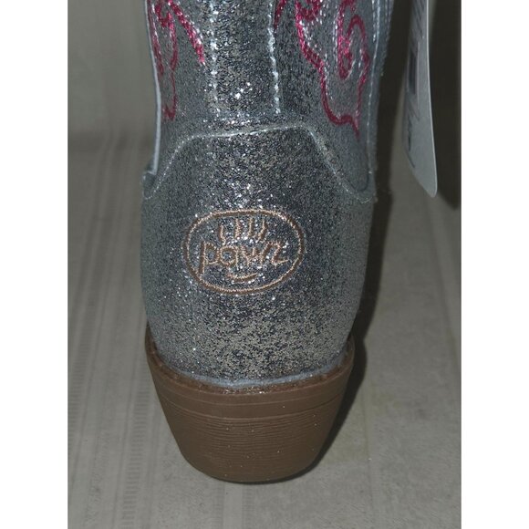 Cowboy Boots Silver Sparkle Glitter Youth Girl Size US 1 By Pawz NEW - Picture 5 of 5